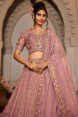 Dusty Pink Tissue Lehenga with Zari Work for Lohri & Weddings