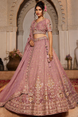 Dusty Pink Tissue Lehenga with Zari Work for Lohri & Weddings