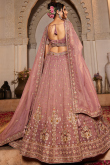 Dusty Pink Tissue Lehenga with Zari Work for Lohri & Weddings