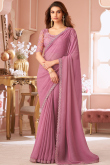 Dusty Pink Tissue Saree with Sequins Work for Diwali Party