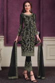 Wedding Black Net Straight Pant Trouser Suit