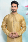 Wedding Special Jacquard Kurta In Gold With Churidar