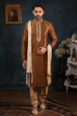 Wedding Special Men Kurta In Coffee With Churidar