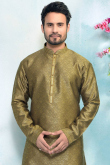 Wedding Special Men Kurta In Moss Green With Churidar