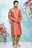 Wedding Special Rani Pink Woven Zari Kurta