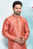 Wedding Special Rani Pink Woven Zari Kurta