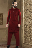 Wedding Special Ready to Wear Maroon Kurta Pajama