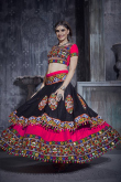 Embroidered Art Silk Hot Pink Lehenga