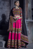 Embroidered Art Silk Magenta Pink Lehenga