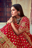Embroidered Art Silk Red Lehenga Blouse