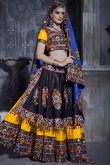 Embroidered Art Silk Yellow Lehenga
