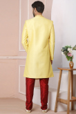 Embroidered Banarasi Silk Light Yellow Men's Sherwani
