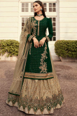 Embroidered Beige Net A-Line Lehenga