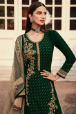 Embroidered Beige Net A-Line Lehenga