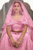 Embroidered Carnation Pink Net A-Line Lehenga 