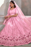 Embroidered Carnation Pink Net A-Line Lehenga 