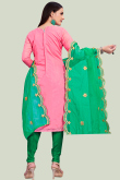Embroidered Chanderi Punch Pink Churidar Suit