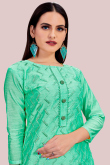 Thread Work Party Wear Churidar Suit in Seafoam Green Chanderi