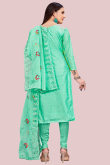 Thread Work Party Wear Churidar Suit in Seafoam Green Chanderi