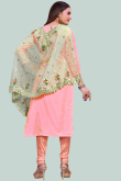 Embroidered Chanderi Silk Pink Churidar Suit