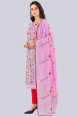 Embroidered Chanderi Taffy Pink Churidar Suit