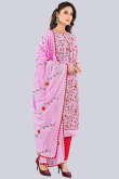 Embroidered Chanderi Taffy Pink Churidar Suit
