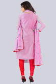 Embroidered Chanderi Taffy Pink Churidar Suit
