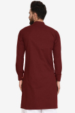 Embroidered Cotton-blend wine maroon Men Kurta