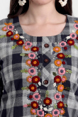 Embroidered Cotton Navy Blue Casual Wear Ready Made Kurti