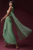 Embroidered Crepe Mint Blue Lehenga