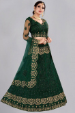 Embroidered Dark Green Net A Line Lehenga