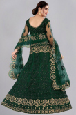 Embroidered Dark Green Net A Line Lehenga