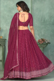Embroidered Dark Pink Georgette Flared Style Lehenga 