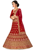 Embroidered Deep Red Silk A Line Lehenga