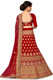 Embroidered Deep Red Silk A Line Lehenga