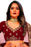 Deep Red Velvet A Line Lehenga with Stone embroidery