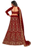 Deep Red Velvet A Line Lehenga with Stone embroidery