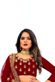 Velvet Lehenga in Deep Red colour with Stone Work for Party 