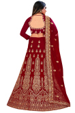 Velvet Lehenga in Deep Red colour with Stone Work for Party 