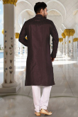 Wine Maroon Wedding Wear Men Kurta Pajama in Dupion Silk