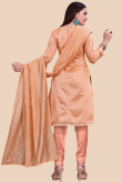 Embroidered Dusty Peach Chanderi Churidar Churidar Suit