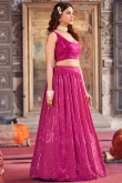 Embroidered Georgette A Line Magenta Pink Lehenga 