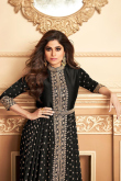 Party Wear Zari Embroidered Black Plus Size Anarkali Suit in Georgette