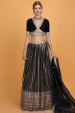 Embroidered Georgette Black Flared Lehenga for Wedding & Party