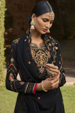 Embroidered Georgette Black Palazzo Suit