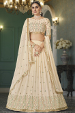 Embroidered Georgette Cream Beige Lehenga