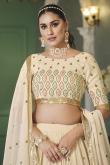 Embroidered Georgette Cream Beige Lehenga