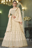 Embroidered Georgette Cream Beige Lehenga