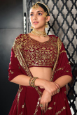 Embroidered Georgette Deep Red Lehenga