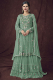 Embroidered Georgette Dusty Green Lehenga